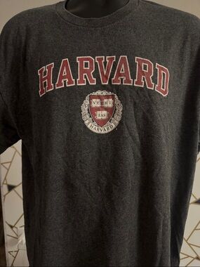 Delta Dark Gray Harvard Graphic Tee with Red Crest